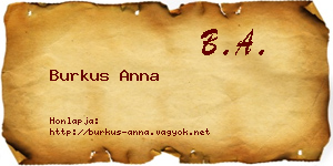 Burkus Anna névjegykártya