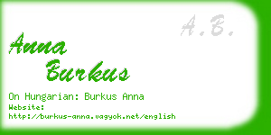 anna burkus business card